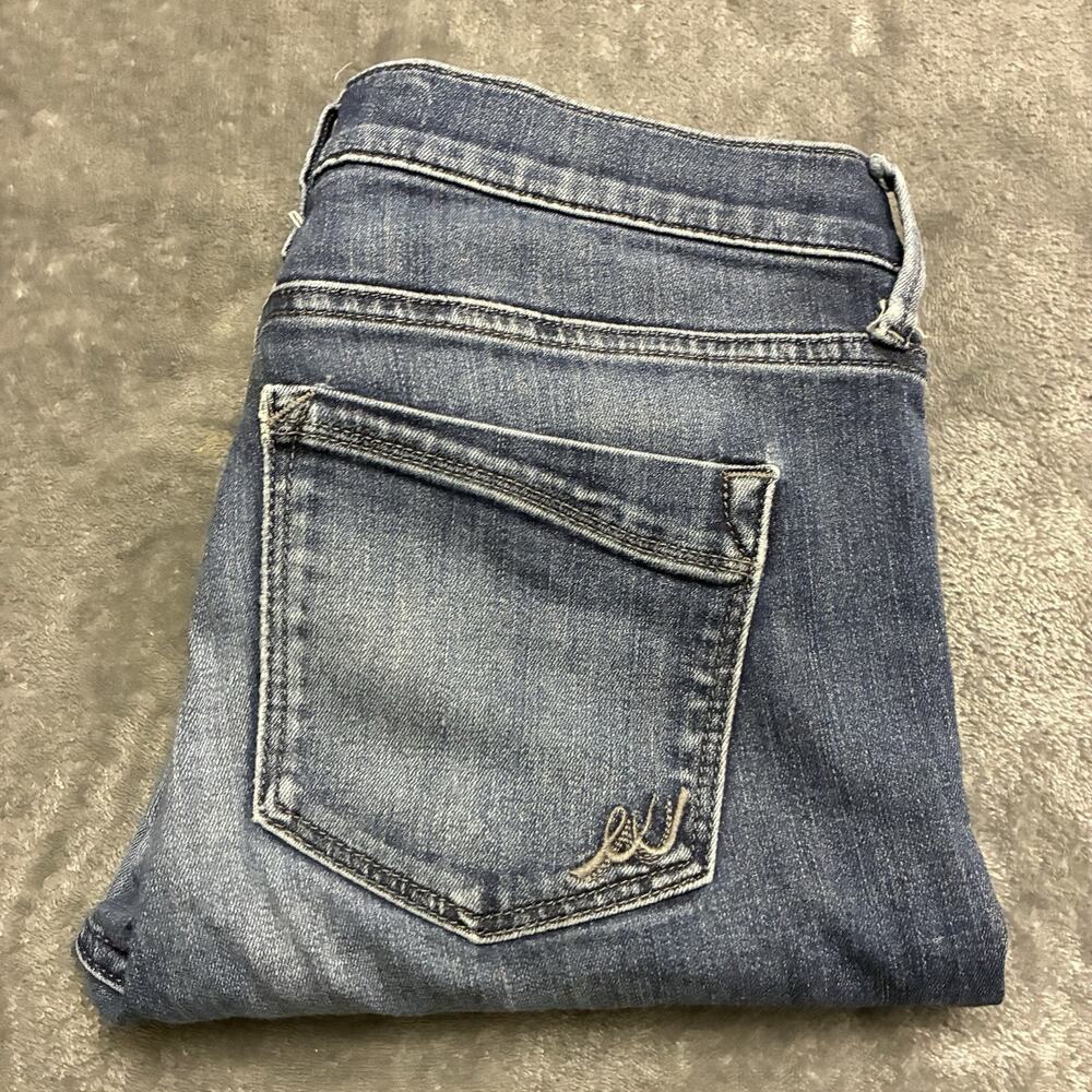 Express‎ Jeans Womens 8R Blue Ankle Leggings Mid-rise Raw Hem Distressed Pants